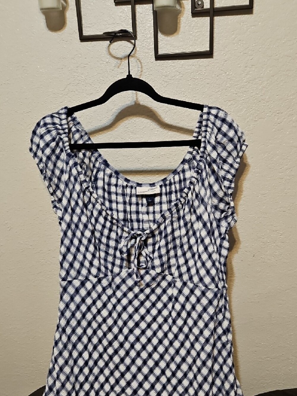 Universal Thread Navy & White Gingham Maxi Dress with Tie Front - Picture 2 of 9